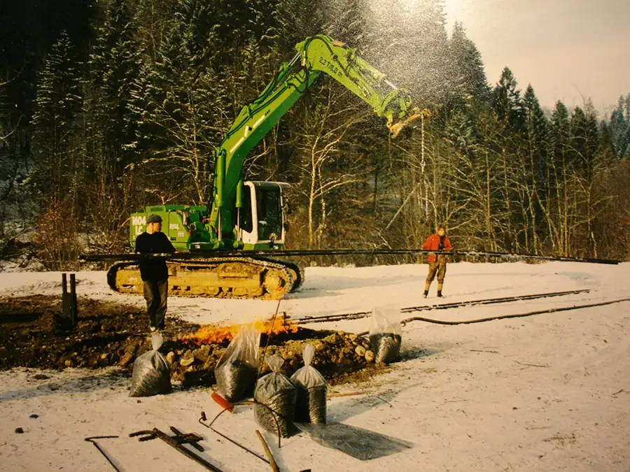 Knotenaktion am Bahnhof Langenegg 1995