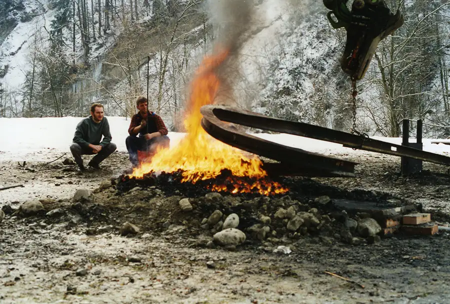 Knotenaktion am Bahnhof Langenegg 1995