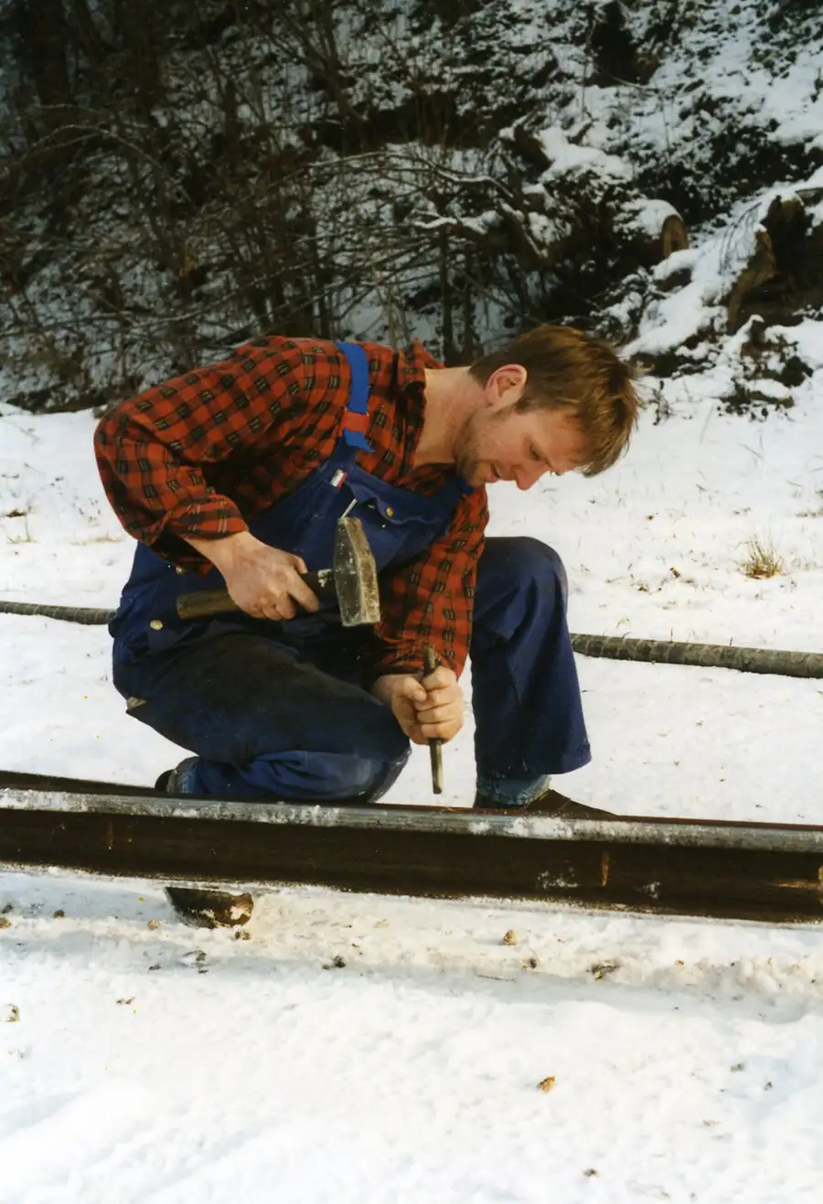 Knotenaktion am Bahnhof Langenegg 1995