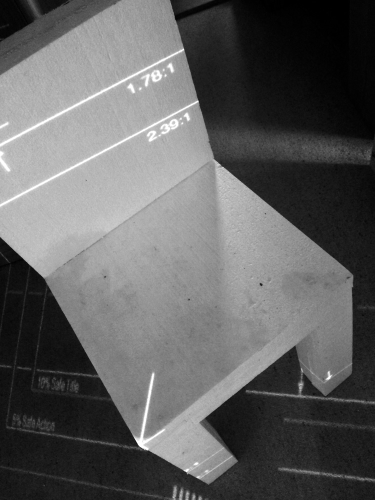 mapping on a styrofoam chair - exhibition Territorium Bregenzerwald